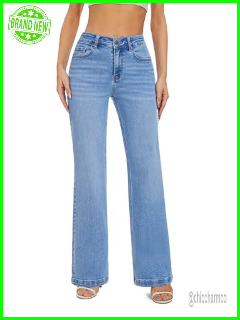 High Waisted Wide Leg Baggy Stretch Denim Jeans